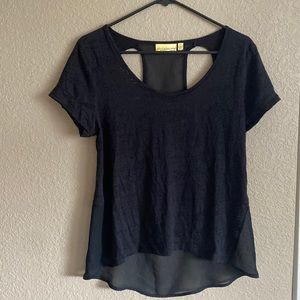 Princess Vera Wang top, sheer black, cut outs in back